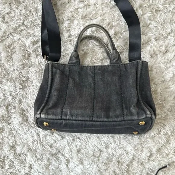 Prada Charcoal Denim canapa small tote Bag - Picture 13 of 13
